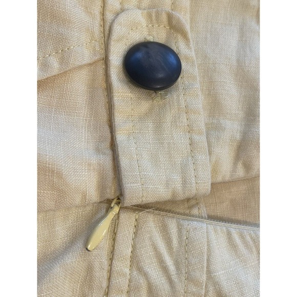 Banana Republic Women’s 10 Linen Skirt Yellow & Brown Buttons Pockets‎ Side Zip - Picture 2 of 6